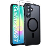 Yohii Magnétique Coque pour Samsung Galaxy A27 5G Compatible avec MagSafe avec 2 Verre Trempé, [Protection Caméra] Etui Translucide Mat Housse Antichoc Anti Rayures pour Samsung A27 5G, Noir