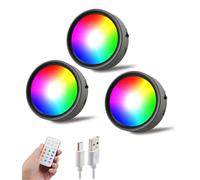 Yohiioyo Lot de 3 palets lumineux LED à piles rechargeables, éclairage de robinet, éclairage de placard, éclairage sous armoire, 13 températures de couleur, lumières à coller pour cuisine, placard