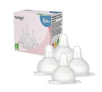 YOHKOH Natural Response Lot de 4 tétines en silicone Perfect Match pour bébé, avec débit extra lent, convient aux nouveau-nés à partir de 1 mois, sans BPA (6 m+, L, 4 pièces)
