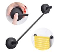 YOHOM Barre Porte Serviette Ventouse 42.8cm Porte Serviette Salle de Bain Ventouse INOX Porte Anneau Torchon Cuisine Ventouse Mural Support Serviette Douche sans Perçage Noir Mat (17-inch)
