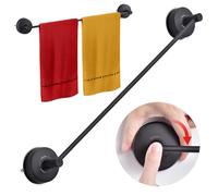 YOHOM Barre Porte Serviette Ventouse 55cm Porte Serviette Salle de Bain Ventouse INOX Porte Anneau Torchon Cuisine Ventouse Mural Support Serviette Douche sans Perçage Noir Mat (21-inch)