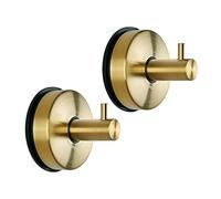 YOHOM Crochet Mural Ventouse Salle de Bain et Cuisine - Accroche Torchon, Porte Serviette, Patère Douche, Crochet Manteau - INOX Brossée 2 Pièces Or