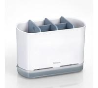 YOHOM Organisateur d'évier de cuisine avec bac d'égouttement, porte-éponge, porte-brosse avec compartiments réglables, organisateur d'ustensiles de cuisine, porte-ustensiles