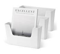 YOHOM Porte-Dossier Adhésif Pour Porte Organisateur de Courrier et de Magazines, Fixation Murale Pour Bureau, Simple Pochette (Blanc-3)