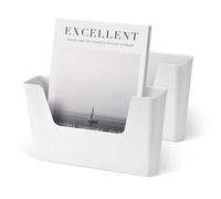 YOHOM Porte-Dossier Adhésif Pour Porte Organisateur de Courrier et de Magazines, Fixation Murale Pour Bureau, Simple Pochette (Blanc-2)