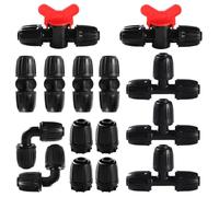 Yohuork 15 Pcs Raccords D'Irrigation pour Tubes 16 mm, Connecteur de Tuyau D'Eau D'Irrigation, Vanne Commutateur D'Irrigation Goutte Tube D'Irrigation Hose Garden Irrigation System, Noir