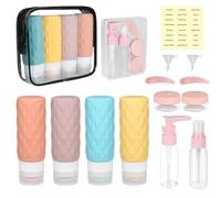 YoHyien 8 Pcs Kit Flacon Voyage Avion Silicone, Rechargeable Flacons de Voyage 100ml, Contenant Voyage sans BPA, Bouteille Cosmétique avec Trousse de Toilette, Recipient pour Gel Douche, Shampooing
