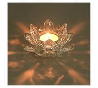 YoHyien Photophore en Cristal, Bougeoir Fleur de Lotus en Cristal, Photophore Bougie en Verre Transparent, Porte Bougie Chauffe Plat pour Décoration de Noël, Mariage et Fête à Domicile