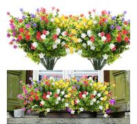Yoicn Lth Lot de 14 Fleurs Artificielles Extérieur Résistantes aux UV, Fausses Fleurs en Plastique, 7 Couleurs pour Intérieur/Extérieur, Maison, Jardin et Balcon