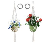 Yoicn Lth Lot de 2 Filets de Suspension Macramé Boho pour Plantes, Porte-Pot Suspendu en Coton avec Anneau Métal pour Décoration Intérieur Extérieur, Balcon et Jardin