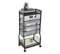 YOICUATGNA Bibliothèque mobile à 5 niveaux avec roue, porte-magazines, chariot de rangement amovible, étagère à livres pour enfants, chariot polyvalent pour la maison, l'école