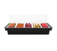 YOICUATGNA Distributeur à épices avec compartiment - Récipient multi-ingrédients - Grande capacité - Récipient d'ingrédients refroidis avec couvercle et 5 inserts pour légumes, épices, noix, 50 x 15 x