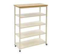 YOICUATGNA Étagère de cuisine à 5 étages - Étagère de cuisine étroite avec roulettes - Étagère de rangement à chaussures - Étagère en métal multifonction pour cuisine, bureau, salon - 72 x 32 x 105 cm