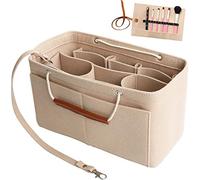 Yoillione Feutre Organisateur de Sac à main femme, Multi Poches Sac Interieur Beige, Bag in Bag Organizer Petit Sac Organiseur avec Poignée