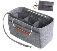 Yoillione Feutre Organisateur de Sac à main femme, Multi Poches Sac Interieur Gris, Bag in Bag Organizer Petit Sac Organiseur avec Poignée