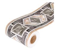 Yoillione Frise autocollante imperméable Vinyle géométrique noir pour cuisine et salle de bain, amovible