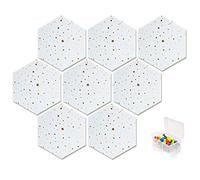 Yoillione Tableau Liege Mural Auto-Adhésif Panneau Liege en Feutre Hexagonal Tableau d'Affichage Blanc, Décoration Murale de Babillards avec 20 Punaises pour la Maison et le Bureau