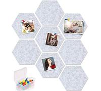 Yoillione Tableau Liege Mural Auto-Adhésif Panneau Liege en Feutre Hexagonal Tableau d'Affichage Gris, Décoration Murale de Babillards avec 20 Punaises pour la Maison et le Bureau