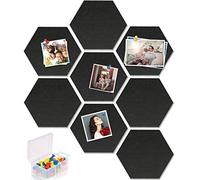 Yoillione Tableau Liege Mural Auto-Adhésif Panneau Liege en Feutre Hexagonal Tableau d'Affichage Noir, Décoration Murale de Babillards avec 20 Punaises pour la Maison et le Bureau