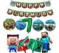 Yoimckay 11 Pièces Décoration D'anniversaire de Ballon Pixel,7 ans ballon en Aluminium, Cartoon Thème Anniversaire Ballons,Cartoon Décorations ballon,Décoration de Fête D'anniversaire pour Enfant(7)