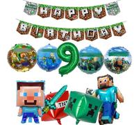 Yoimckay 11 Pièces Décoration D'anniversaire de Ballon Pixel,9 ans ballon en Aluminium, Cartoon Thème Anniversaire Ballons,Cartoon Décorations ballon,Décoration de Fête D'anniversaire pour Enfant(9)