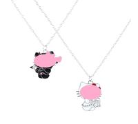 Yoimckay 2pcs Collier Kitty pour Femmes Filles,soulevez Les chats, Styles Mixtes,Colliers Pendentif Animal kitty,colliers Chat Mignon,collier Chat Noir pour Femme,Tour de Cou et Blanc Kitty pour Femme