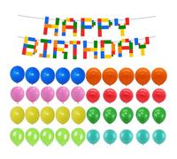 Yoimckay Décoration De Fête Bloc De Construction, Briques De Construction Guirlande Happy Birthday, Constructions Blocs D'anniversaire Fête, 40 Pièces Bunte Luftballons Pour Anniversaire D'enfant