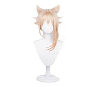 Yoimiya Perruque de cosplay Genshin Impact Yoimiya Blond Orange Queue de Cheval Faux Cheveux Halloween Fête Jeu de rôle