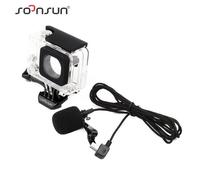 YOINS® Boîtier de boîtier de squelette à ouverture latérale transparente pour GoPro Hero 4 + Microphone à microphone externe pour GoPro Hero 3+ 4
