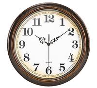 Yoiolclc Wall Clock Battery Operated Silent Non-Ticking Vintage Wall Clocks for Kitchen, School, Living Room (12Inch, Bronze)