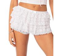 Yoisdtxc Lolita Bloomers Short à volants pour femme - Y2k Short en dentelle de couleur unie Pantalon de sortie Y2k Sweet Pettipants, c-blanc, S