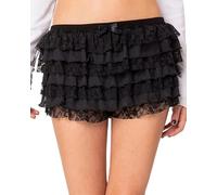 Yoisdtxc Lolita Bloomers Short à volants pour femme - Y2k Short en dentelle de couleur unie Pantalon de sortie Y2k Sweet Pettipants, c-noir, S