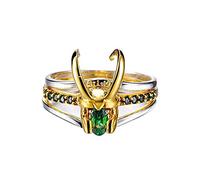 YOISMO Loki Ring - 3 en 1 Loki Ring Film Cosplay Costume Accessoires Bijoux Anneaux, Argent Thor Anneau pour Femmes Hommes Marvel Fans Bijoux Cadeau Anneau, Métal, Métal