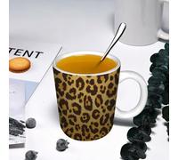 YOIUE Mug en porcelaine fin - Tasses de 11oz 330ml - Tasse de café exquise pour collègues,amis,frères et sœurs - Cadeau imprimé,Texture de peau de léopard
