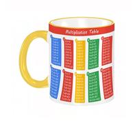 YOIUE Mug en porcelaine fin - Tasses de 11oz 330ml - Tasse de café exquise pour collègues,amis,frères et sœurs - Cadeau imprimé,Table de multiplication colorée entre 1 et 10 comme matériel pédagogique