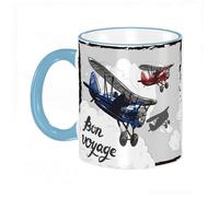 YOIUE Mug en porcelaine fin - Tasses de 11oz 330ml - Tasse de café exquise pour collègues,amis,frères et sœurs - Cadeau imprimé,Affiche d'avion rétro. Carte postale représentant un ancien modèle d'avi
