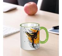YOIUE Mug en porcelaine fin - Tasses de 11oz 330ml - Tasse de café exquise pour collègues,amis,frères et sœurs - Cadeau imprimé,Silhouette créative d'un combattant de judo et de karaté