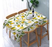 YOIUE Nappe Anti-Taches Lavable,137x183cm Nappe pour Table Rectangulaire pour Salle à Manger,Jardin,fête,Mariage ou Maison,Magnifique Motif sans Couture avec des Citrons Jaunes et des Fleurs aquarell