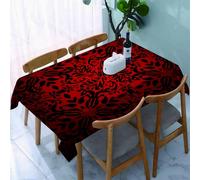 YOIUE Nappe Anti-Taches Lavable,137x183cm Nappe pour Table Rectangulaire pour Salle à Manger,Jardin,fête,Mariage ou Maison,décoratif, Rouge et Noir, Mandala Tribal Ethnique, Design Oriental, Image de