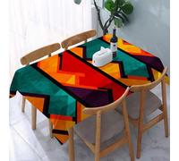 YOIUE Nappe Anti-Taches Lavable,137x183cm Nappe pour Table Rectangulaire pour Salle à Manger,Jardin,fête,Mariage ou Maison,Motif Ethnique Moderne et géométrique avec Bordures en Zigzag Noires et auda