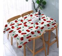 YOIUE Nappe Anti-Taches Lavable,137x183cm Nappe pour Table Rectangulaire pour Salle à Manger,Jardin,fête,Mariage ou Maison,Texture sans Couture avec des Cerises Roses et Rouges sur Fond Blanc. Motif