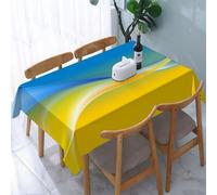 YOIUE Nappe Anti-Taches Lavable,137x183cm Nappe pour Table Rectangulaire pour Salle à Manger,Jardin,fête,Mariage ou Maison,Drapeau ukrainien Jaune et Bleu, inspiré de la Couleur, avec des Lignes vibr