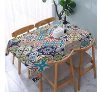 YOIUE Nappe Anti-Taches Lavable,137x183cm Nappe pour Table Rectangulaire pour Salle à Manger,Jardin,fête,Mariage ou Maison,Superbe Motif Patchwork sans Couture à partir d'ornements de Carreaux maroca