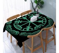 YOIUE Nappe Anti-Taches Lavable,137x183cm Nappe pour Table Rectangulaire pour Salle à Manger,Jardin,fête,Mariage ou Maison,Vegvisir la Boussole de Navigation Magique des Anciens Vikings islandais ave