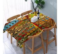YOIUE Nappe Anti-Taches Lavable,137x183cm Nappe pour Table Rectangulaire pour Salle à Manger,Jardin,fête,Mariage ou Maison,Collage Africain et Grunge avec Motifs Ethniques Traditionnels d'art Tribal