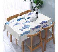 YOIUE Nappe Anti-Taches Lavable,137x183cm Nappe pour Table Rectangulaire pour Salle à Manger,Jardin,fête,Mariage ou Maison,Animaux, Poissons Mignons aquarelles océan Vie sous-Marine thème Mar,