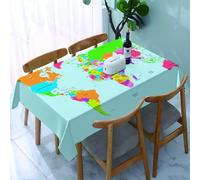 YOIUE Nappe Anti-Taches Lavable,137x183cm Nappe pour Table Rectangulaire pour Salle à Manger,Jardin,fête,Mariage ou Maison,Carte, Carte colorée Classique du Monde dans Un Style Politique Voyage Europ