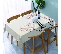 YOIUE Nappe Anti-Taches Lavable,137x183cm Nappe pour Table Rectangulaire pour Salle à Manger,Jardin,fête,Mariage ou Maison,Peinture Japonaise de Style Asiatique Classique Fleurs Branches de Fleurs et