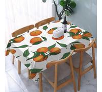 YOIUE Nappe Anti-Taches Lavable,137x183cm Nappe pour Table Rectangulaire pour Salle à Manger,Jardin,fête,Mariage ou Maison,Mandarines, clémentines et Agrumes dessinés à la Main.
