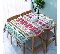 YOIUE Nappe Anti-Taches Lavable,137x183cm Nappe pour Table Rectangulaire pour Salle à Manger,Jardin,fête,Mariage ou Maison,Motif Tribal, Motif Ethnique géométrique à Rayures Verticales sur Fond